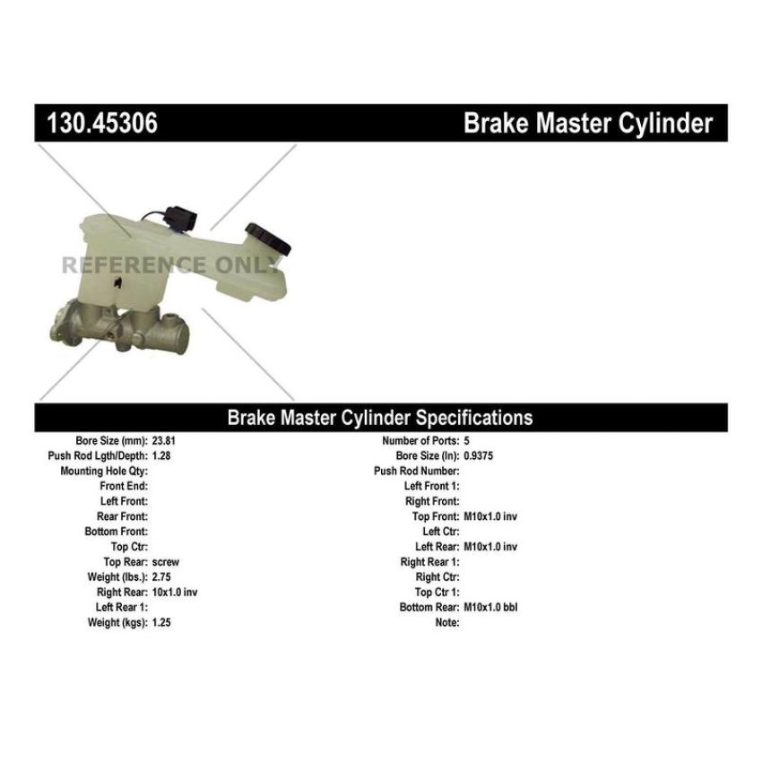 CENTRIC PARTS 130.45306 Centric Premium Brake Master Cylinder
