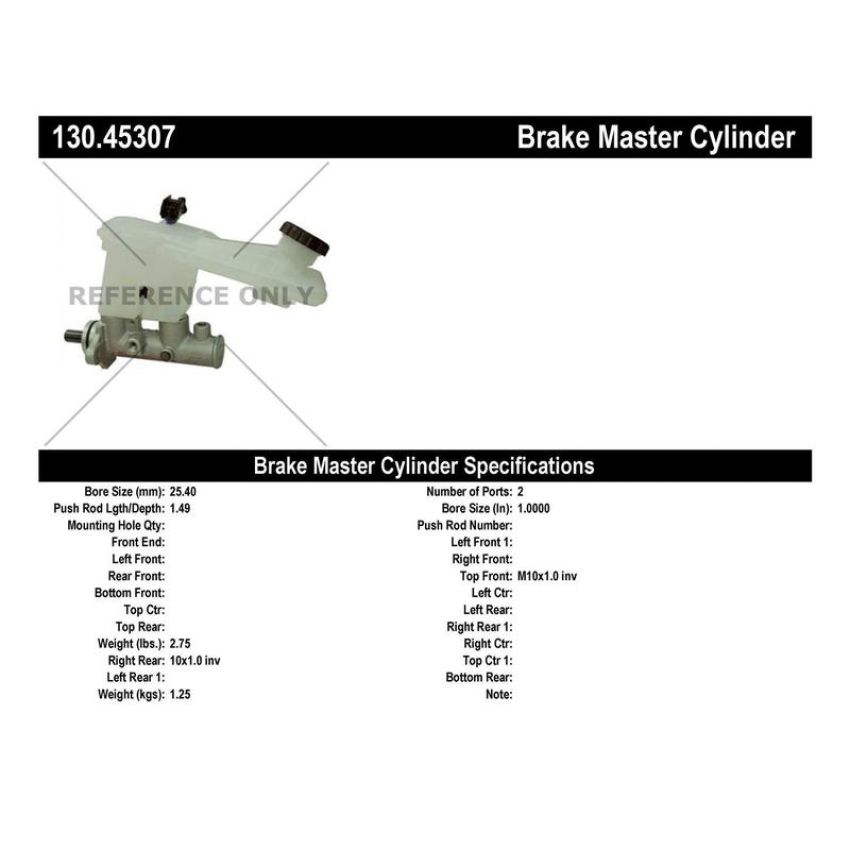 CENTRIC PARTS 130.45307 Centric Premium Brake Master Cylinder