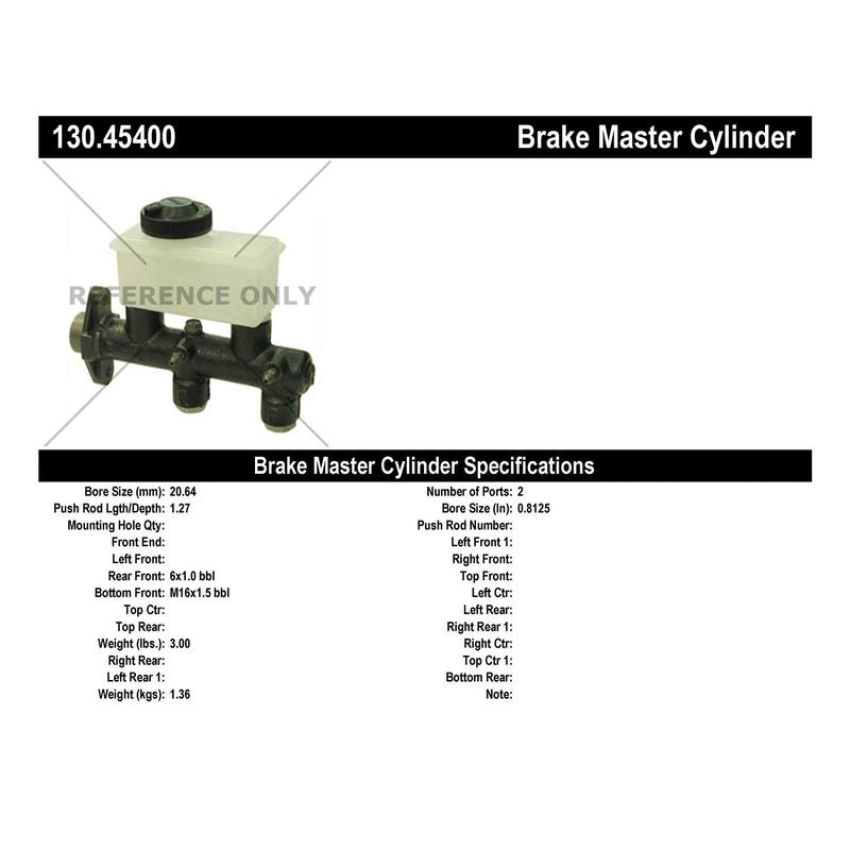 CENTRIC PARTS 130.45400 Centric Premium Brake Master Cylinder