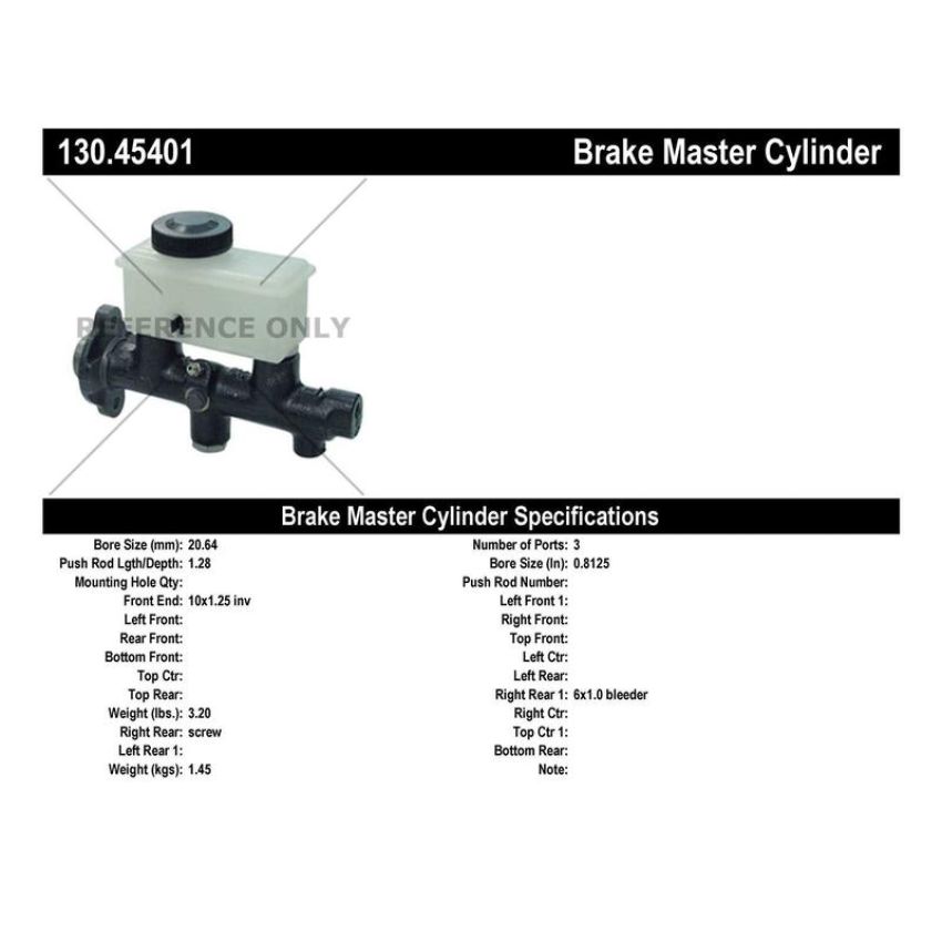 CENTRIC PARTS 130.45401 Centric Premium Brake Master Cylinder