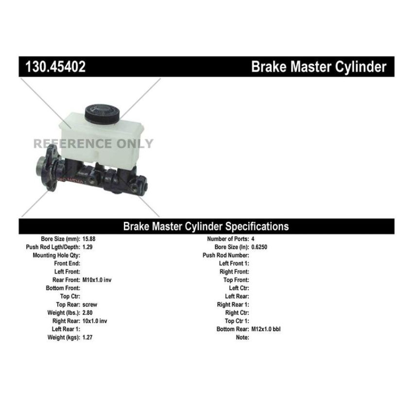 CENTRIC PARTS 130.45402 Centric Premium Brake Master Cylinder