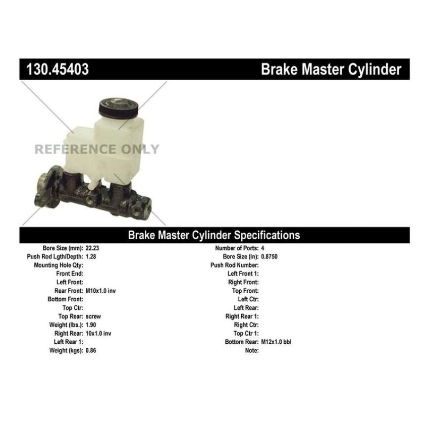 CENTRIC PARTS 130.45403 Centric Premium Brake Master Cylinder