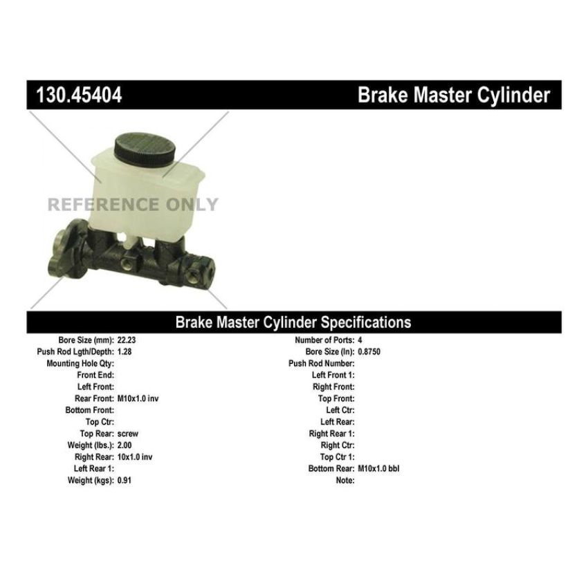 CENTRIC PARTS 130.45404 Centric Premium Brake Master Cylinder