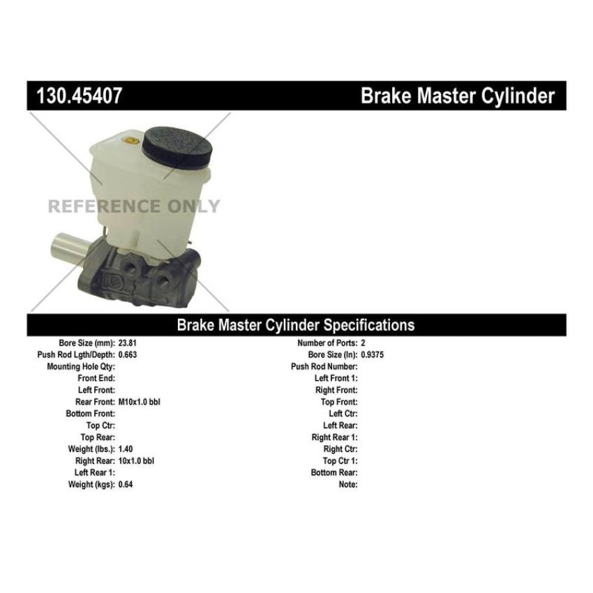 CENTRIC PARTS 130.45407 Centric Premium Brake Master Cylinder
