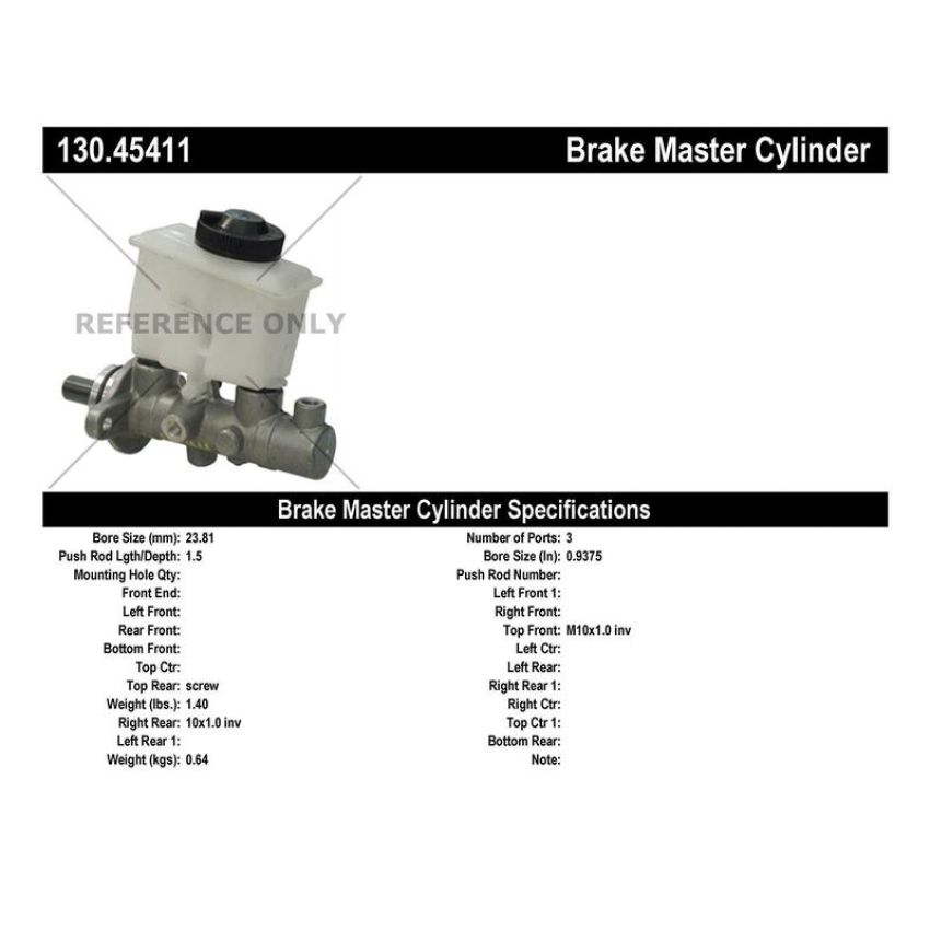 CENTRIC PARTS 130.45411 Centric Premium Brake Master Cylinder