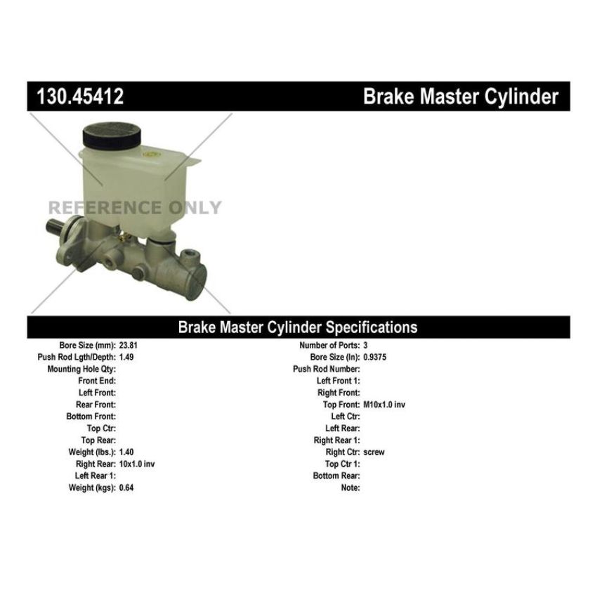CENTRIC PARTS 130.45412 Centric Premium Brake Master Cylinder