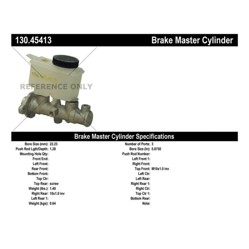 CENTRIC PARTS 130.45413 Centric Premium Brake Master Cylinder