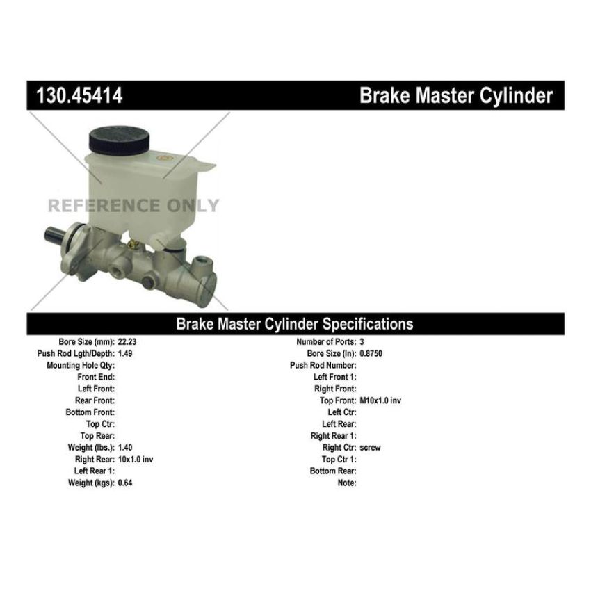 CENTRIC PARTS 130.45414 Centric Premium Brake Master Cylinder