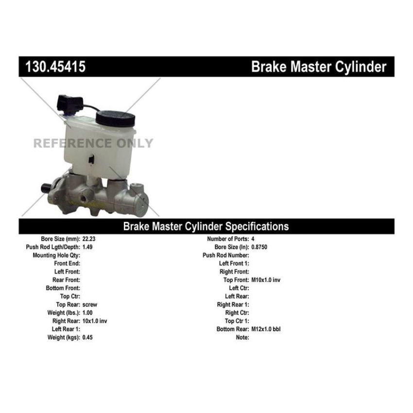 CENTRIC PARTS 130.45415 Centric Premium Brake Master Cylinder