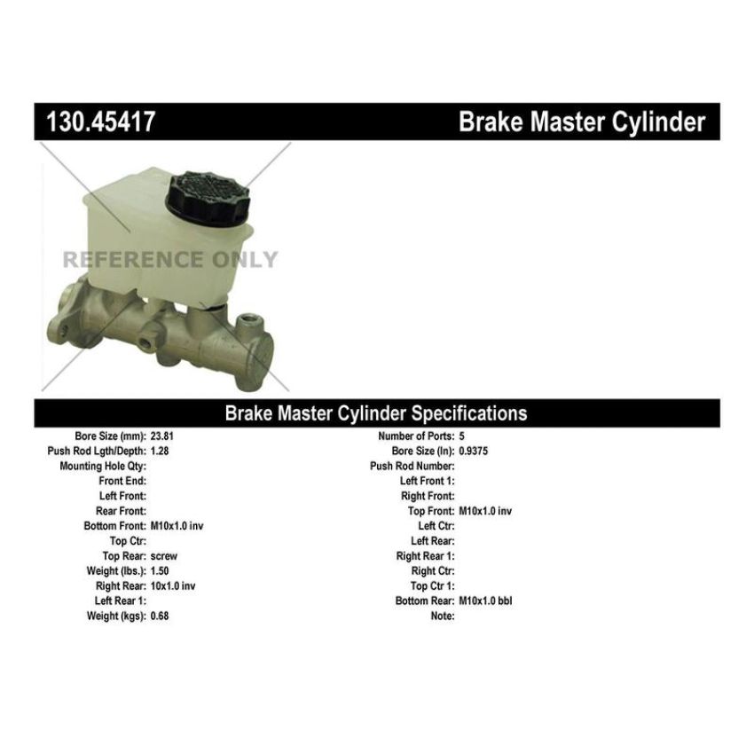 CENTRIC PARTS 130.45417 Centric Premium Brake Master Cylinder