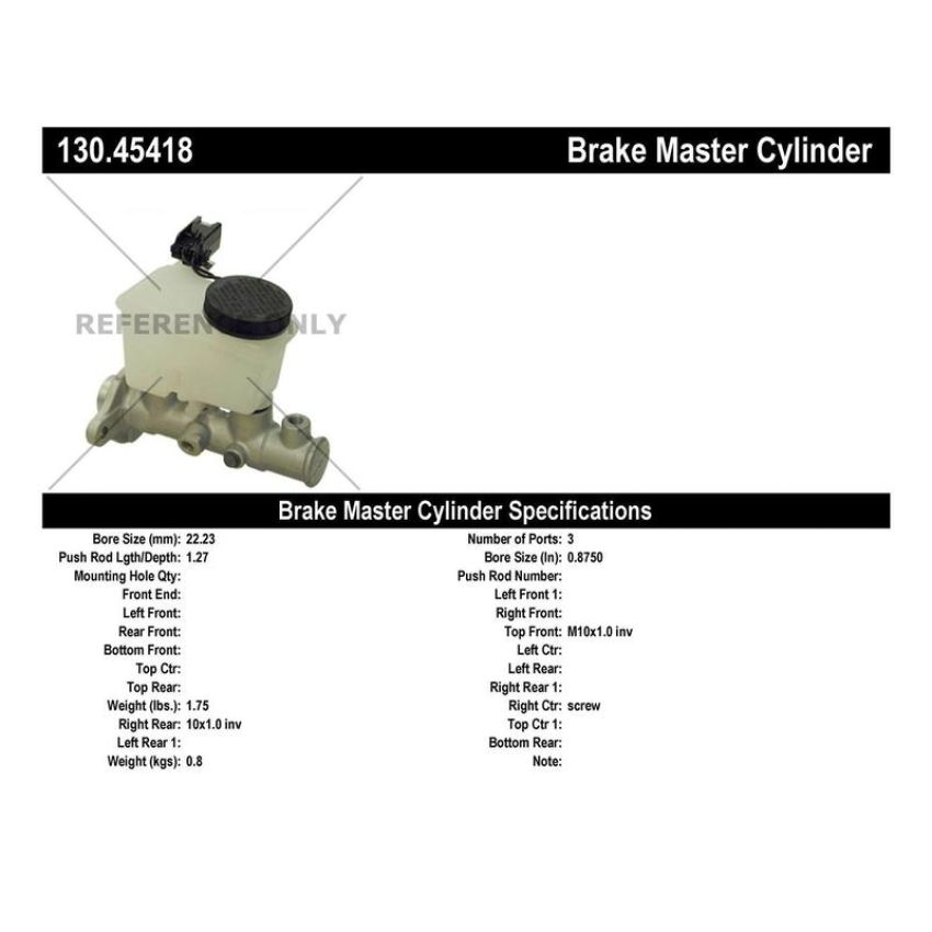 CENTRIC PARTS 130.45418 Centric Premium Brake Master Cylinder