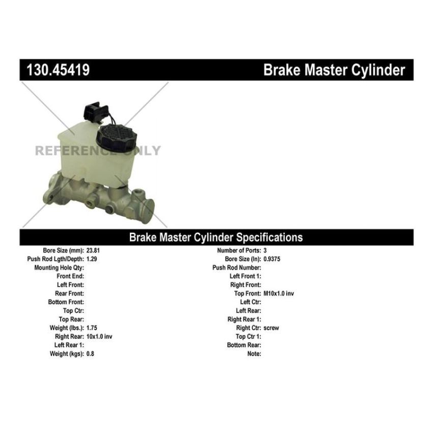 CENTRIC PARTS 130.45419 Centric Premium Brake Master Cylinder