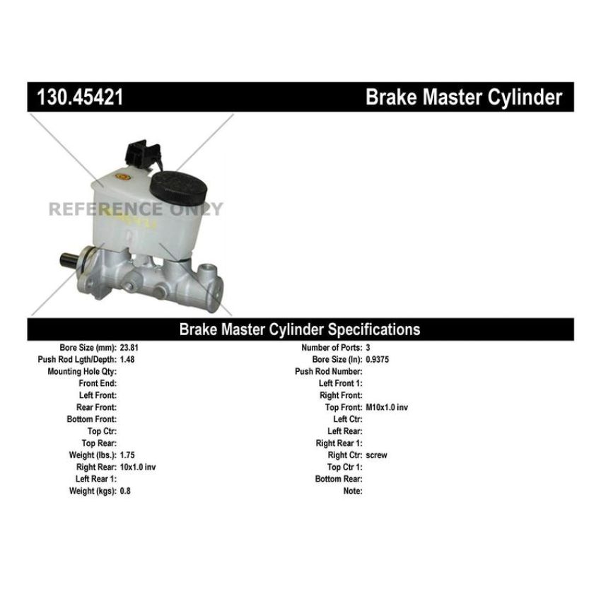 CENTRIC PARTS 130.45421 Centric Premium Brake Master Cylinder