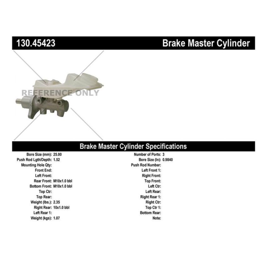 CENTRIC PARTS 130.45423 Centric Premium Brake Master Cylinder