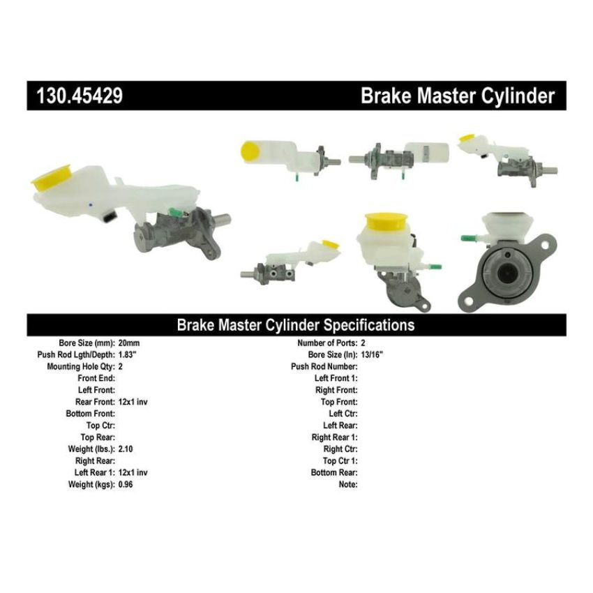 CENTRIC PARTS 130.45429 Centric Premium Brake Master Cylinder