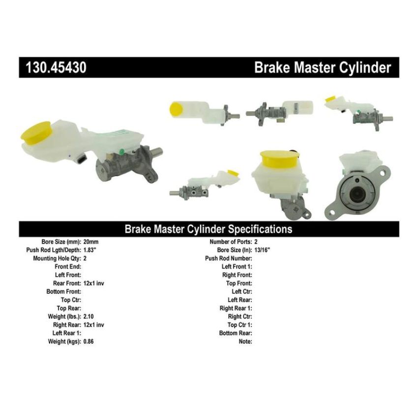 CENTRIC PARTS 130.45430 Centric Premium Brake Master Cylinder