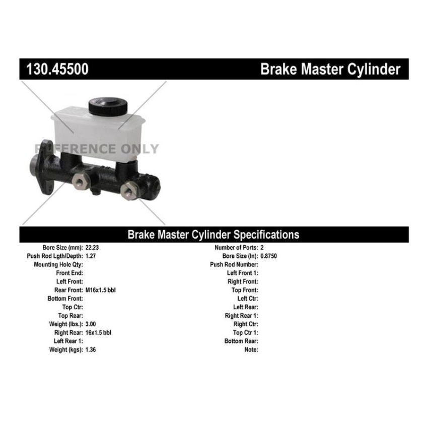 CENTRIC PARTS 130.45500 Centric Premium Brake Master Cylinder