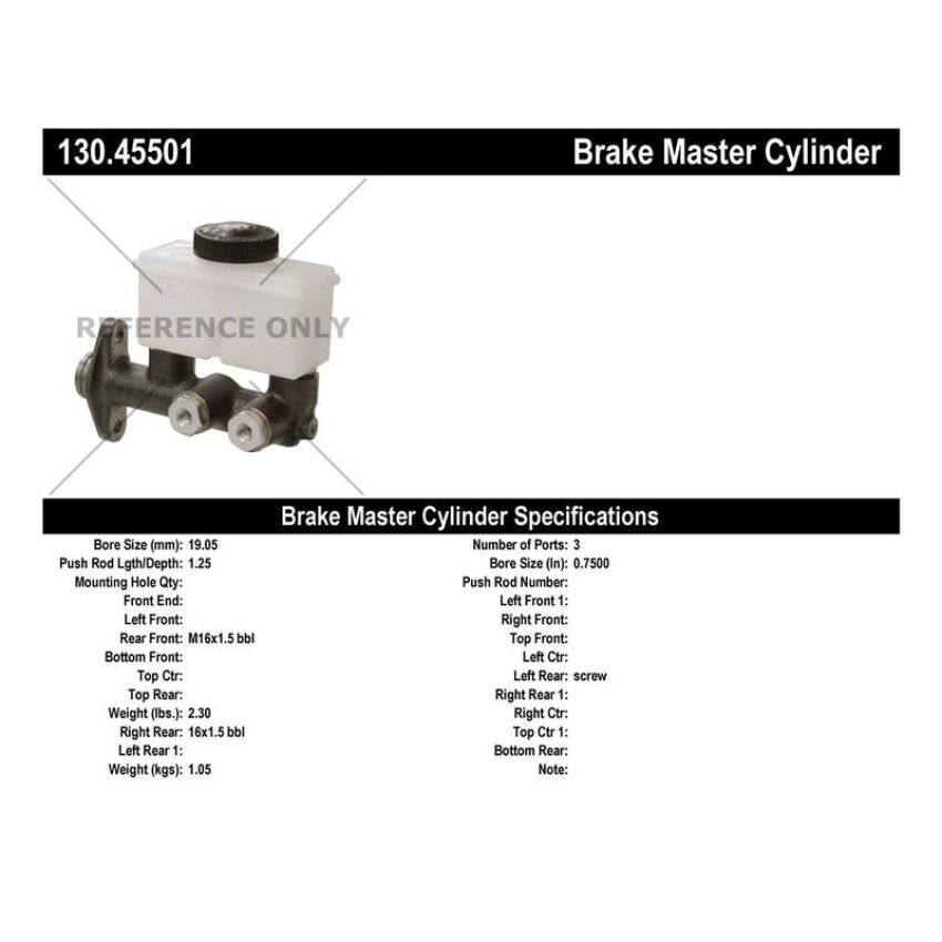 CENTRIC PARTS 130.45501 Centric Premium Brake Master Cylinder