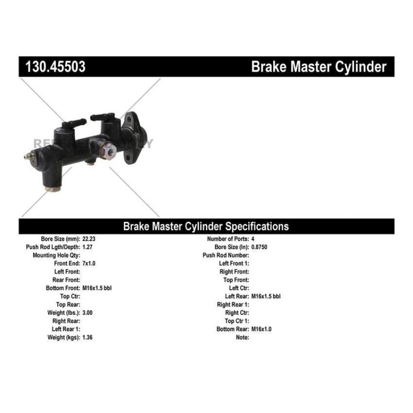 CENTRIC PARTS 130.45503 Centric Premium Brake Master Cylinder