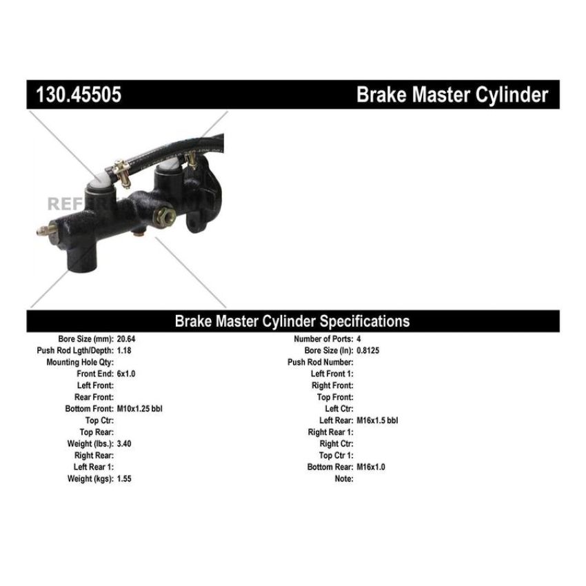 CENTRIC PARTS 130.45505 Centric Premium Brake Master Cylinder