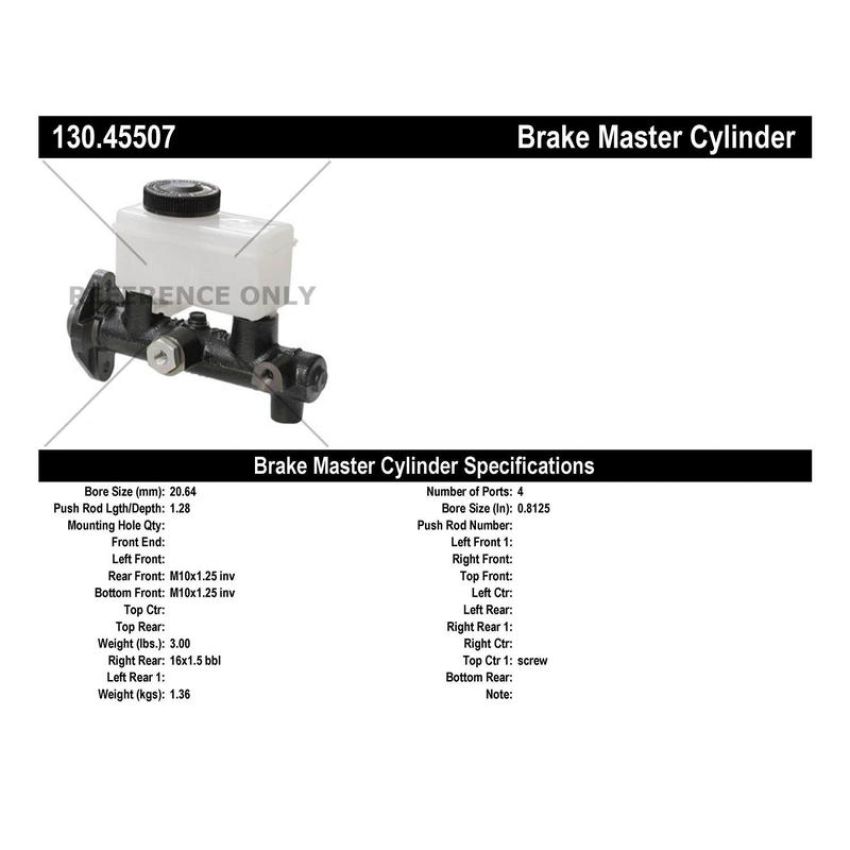 CENTRIC PARTS 130.45507 Centric Premium Brake Master Cylinder