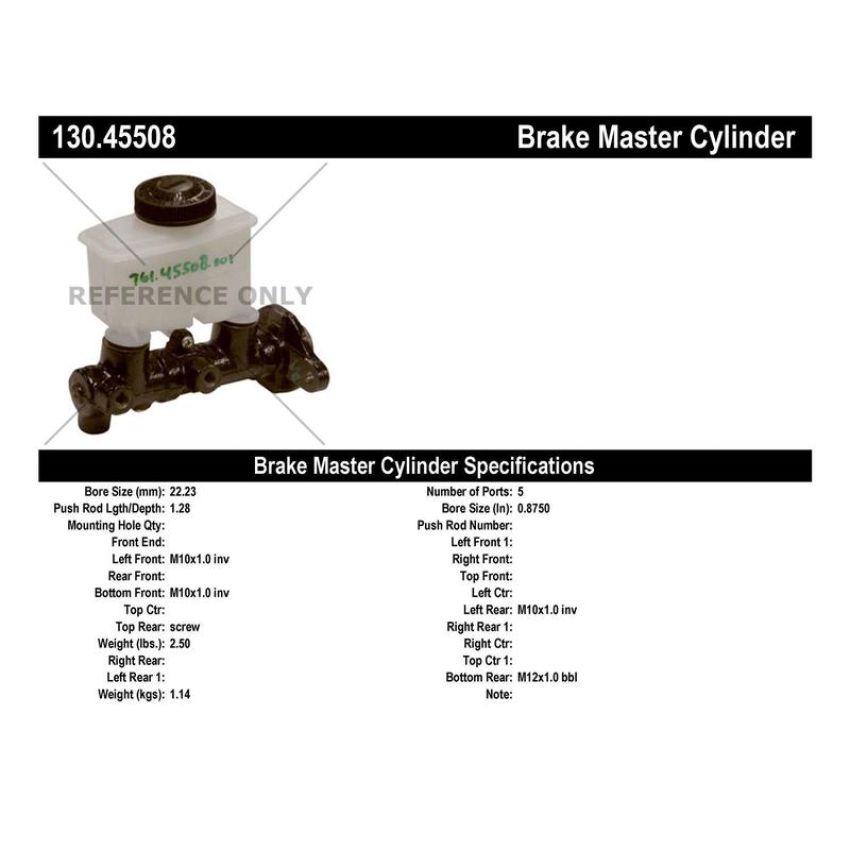 CENTRIC PARTS 130.45508 Centric Premium Brake Master Cylinder