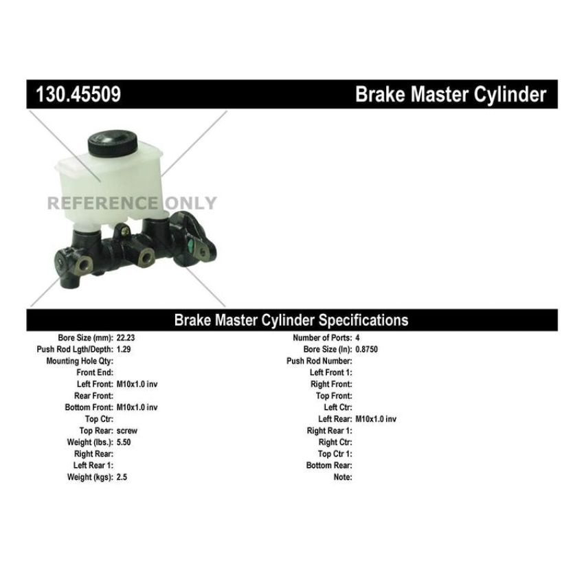 CENTRIC PARTS 130.45509 Centric Premium Brake Master Cylinder