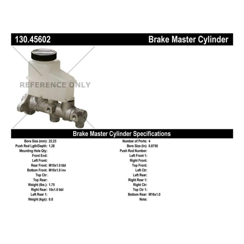 CENTRIC PARTS 130.45602 Centric Premium Brake Master Cylinder