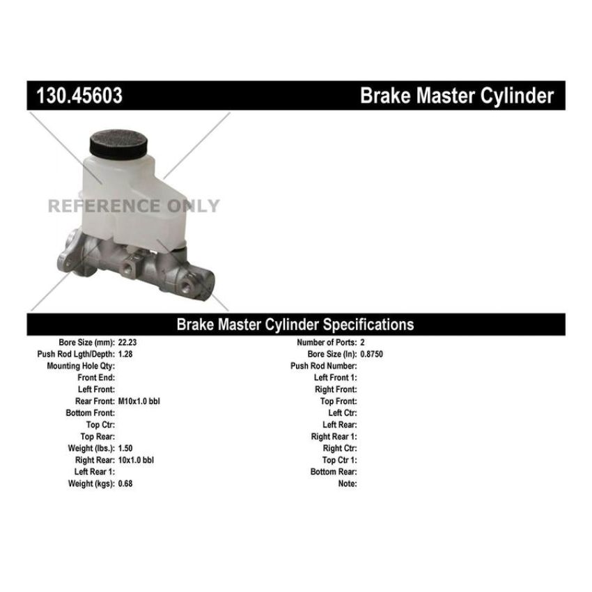 CENTRIC PARTS 130.45603 Centric Premium Brake Master Cylinder