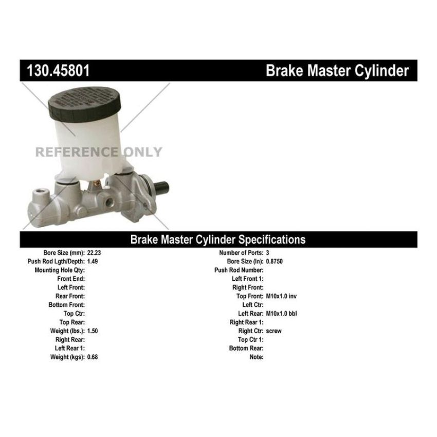 CENTRIC PARTS 130.45801 Centric Premium Brake Master Cylinder