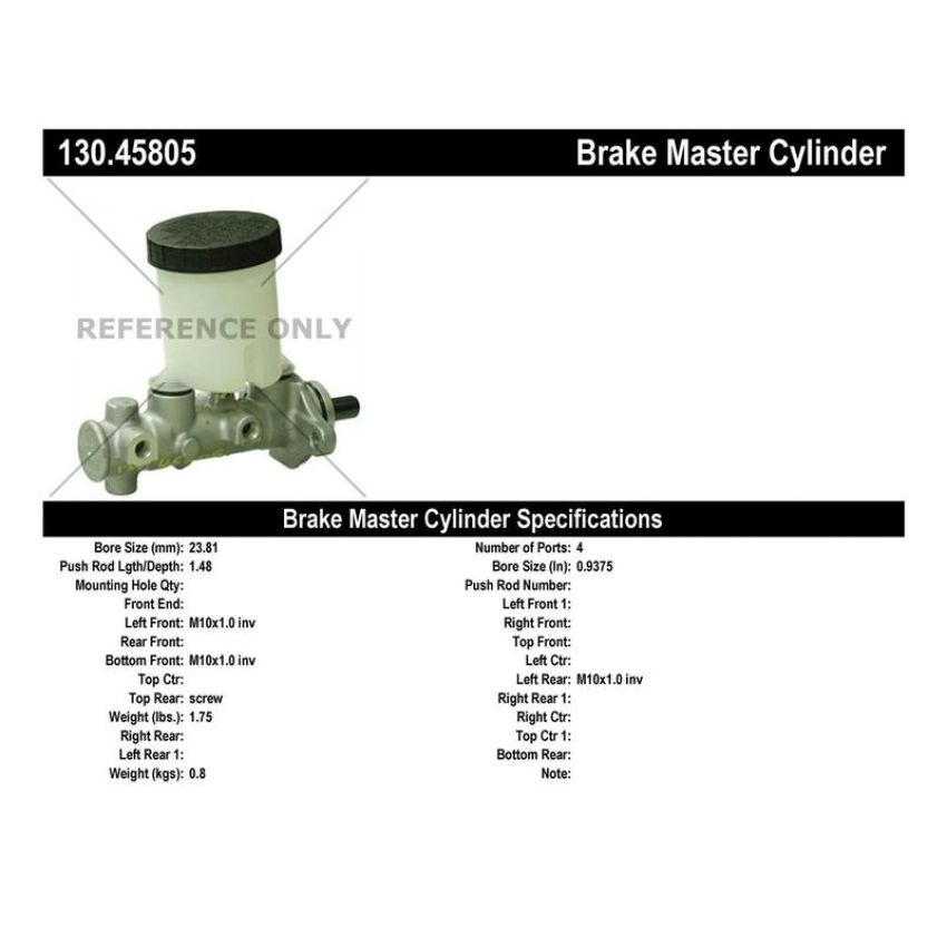 CENTRIC PARTS 130.45805 Centric Premium Brake Master Cylinder