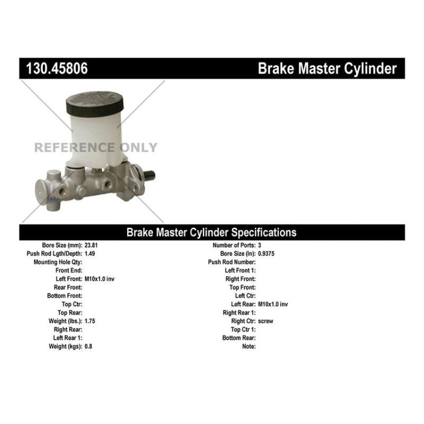 CENTRIC PARTS 130.45806 Centric Premium Brake Master Cylinder