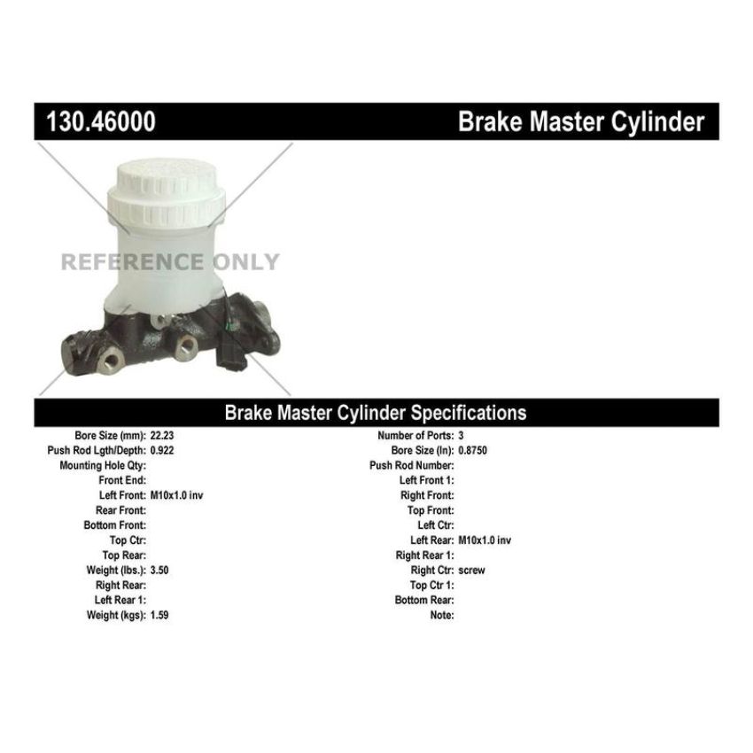 CENTRIC PARTS 130.46000 Centric Premium Brake Master Cylinder