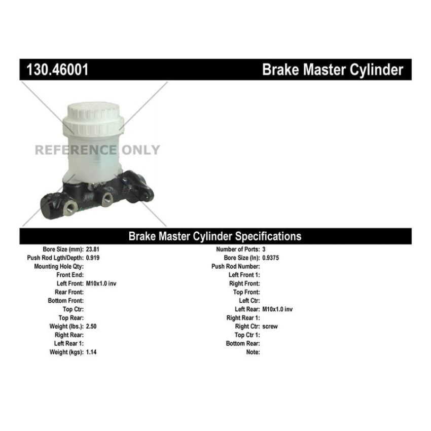 CENTRIC PARTS 130.46001 Centric Premium Brake Master Cylinder