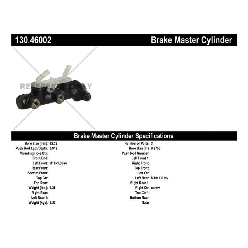 CENTRIC PARTS 130.46002 Centric Premium Brake Master Cylinder