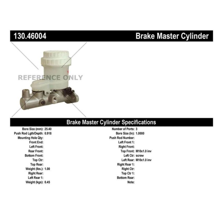 CENTRIC PARTS 130.46004 Centric Premium Brake Master Cylinder