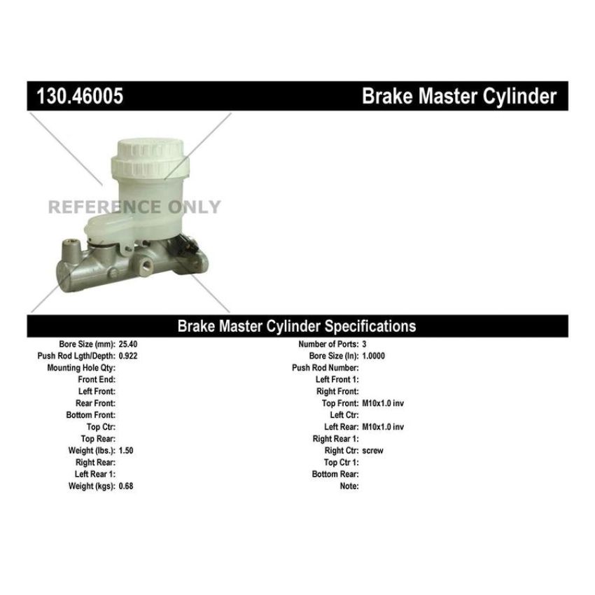 CENTRIC PARTS 130.46005 Centric Premium Brake Master Cylinder