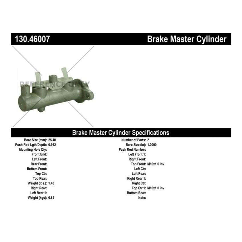 CENTRIC PARTS 130.46007 Centric Premium Brake Master Cylinder