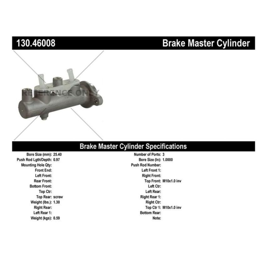 CENTRIC PARTS 130.46008 Centric Premium Brake Master Cylinder