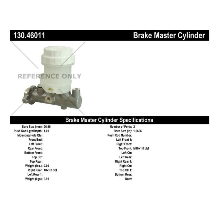CENTRIC PARTS 130.46011 Centric Premium Brake Master Cylinder