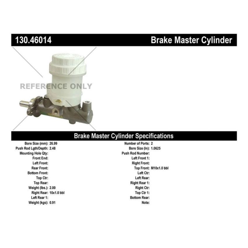 CENTRIC PARTS 130.46014 Centric Premium Brake Master Cylinder