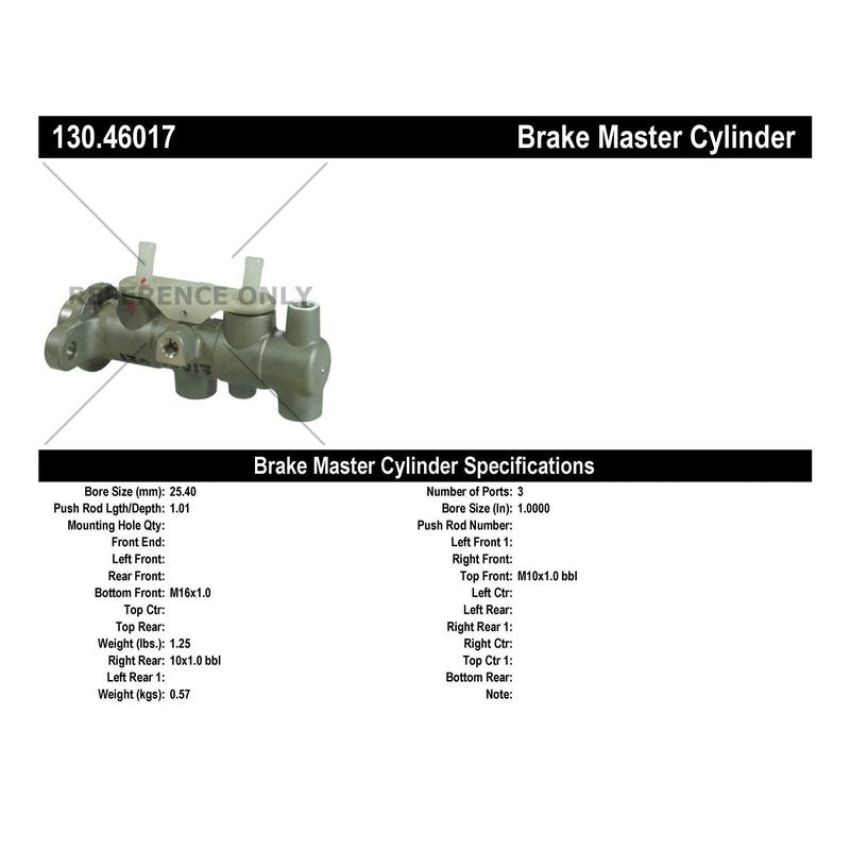 CENTRIC PARTS 130.46017 Centric Premium Brake Master Cylinder