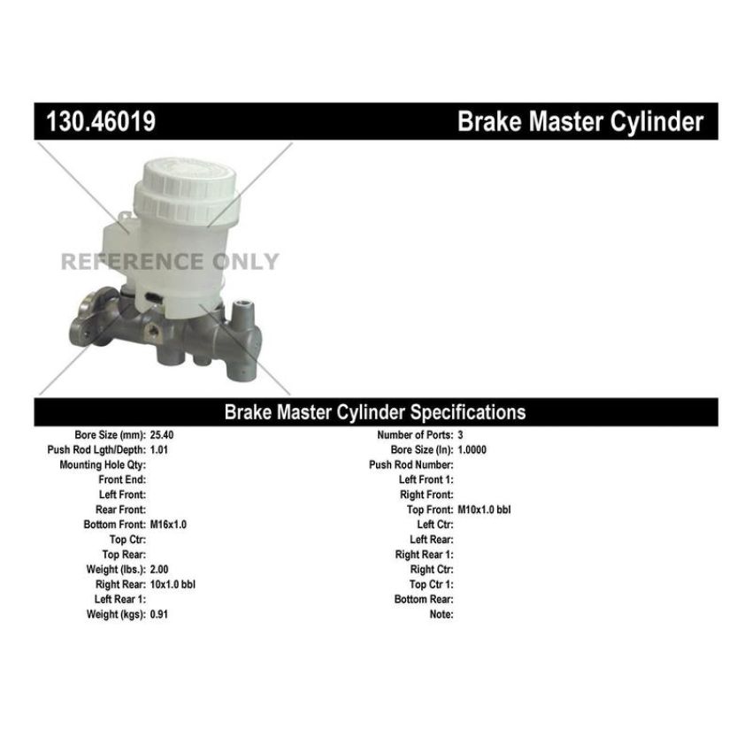 CENTRIC PARTS 130.46019 Centric Premium Brake Master Cylinder