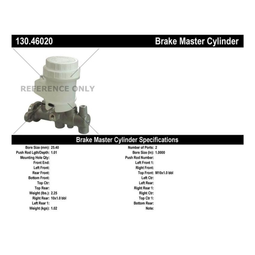 CENTRIC PARTS 130.46020 Centric Premium Brake Master Cylinder