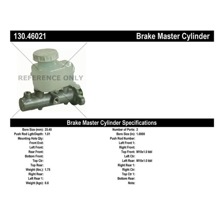 CENTRIC PARTS 130.46021 Centric Premium Brake Master Cylinder