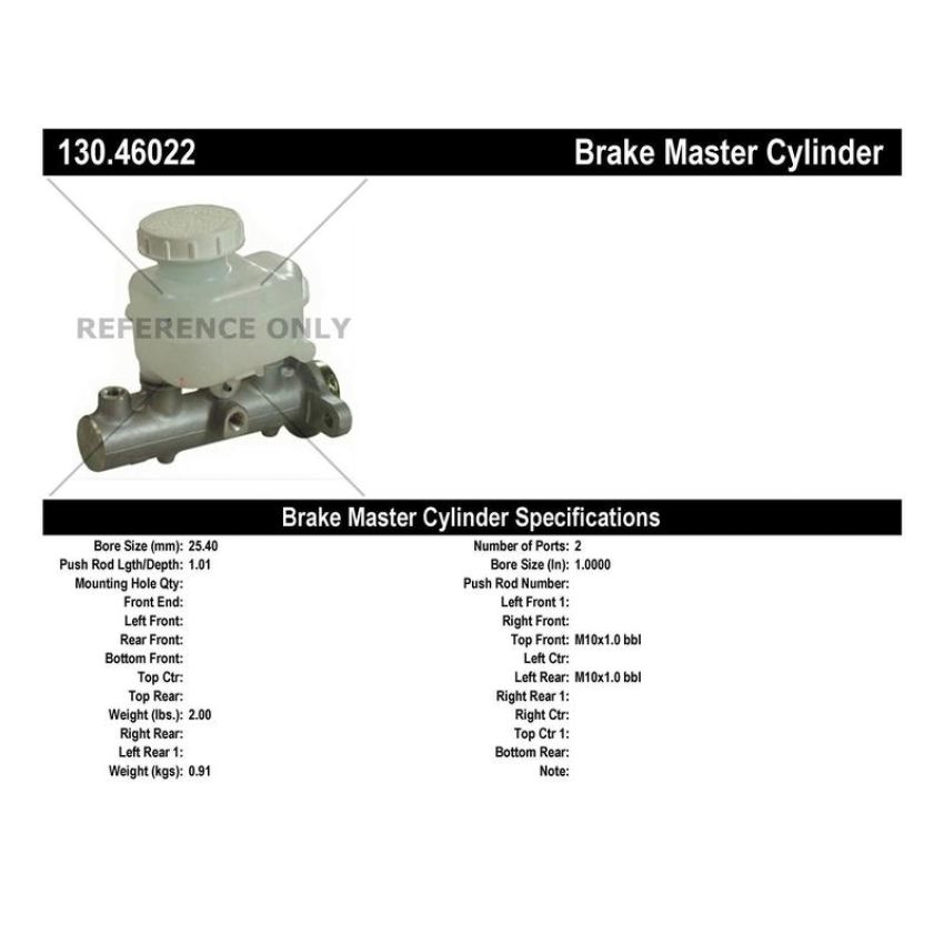 CENTRIC PARTS 130.46022 Centric Premium Brake Master Cylinder