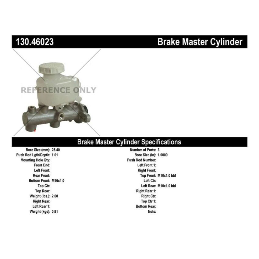 CENTRIC PARTS 130.46023 Centric Premium Brake Master Cylinder