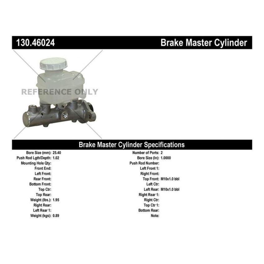 CENTRIC PARTS 130.46024 Centric Premium Brake Master Cylinder