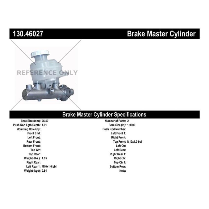 CENTRIC PARTS 130.46027 Centric Premium Brake Master Cylinder