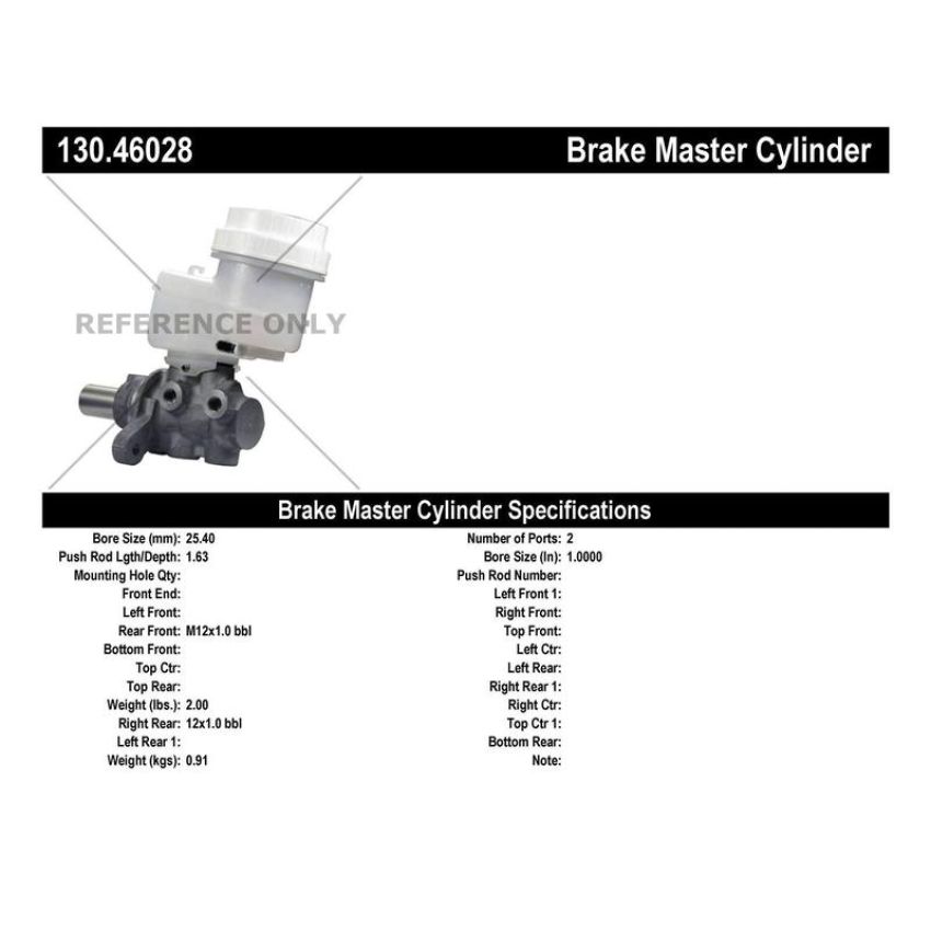 CENTRIC PARTS 130.46028 Centric Premium Brake Master Cylinder